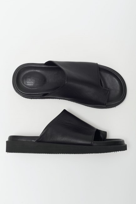 Черные кожаные сандалии на один палец с увеличенной полнотой на широкую стопу