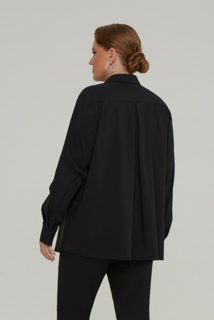 Черная комбинированная рубашка со вставкой гофре купить онлайн
