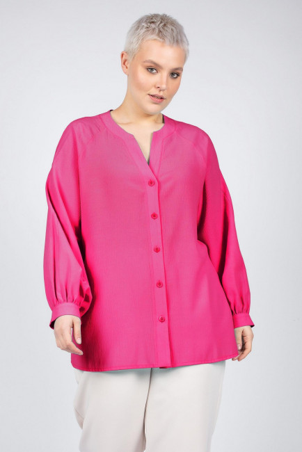 Рубашка с вырезом в оттенке фуксия большого размера купить онлайн в интернет-магазине одежды больших размеров для женщин с доставкой 