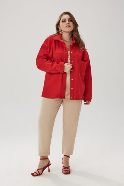 Красная куртка в рабочем стиле из хлопка