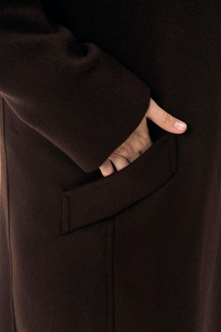 Пальто халат из смесовой шерсти с ворсом