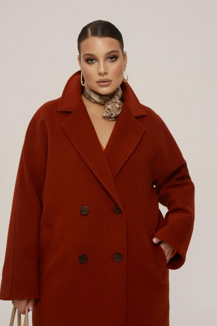 Двубортное универсальное пальто из шерсти с ворсом под альпаку купить
